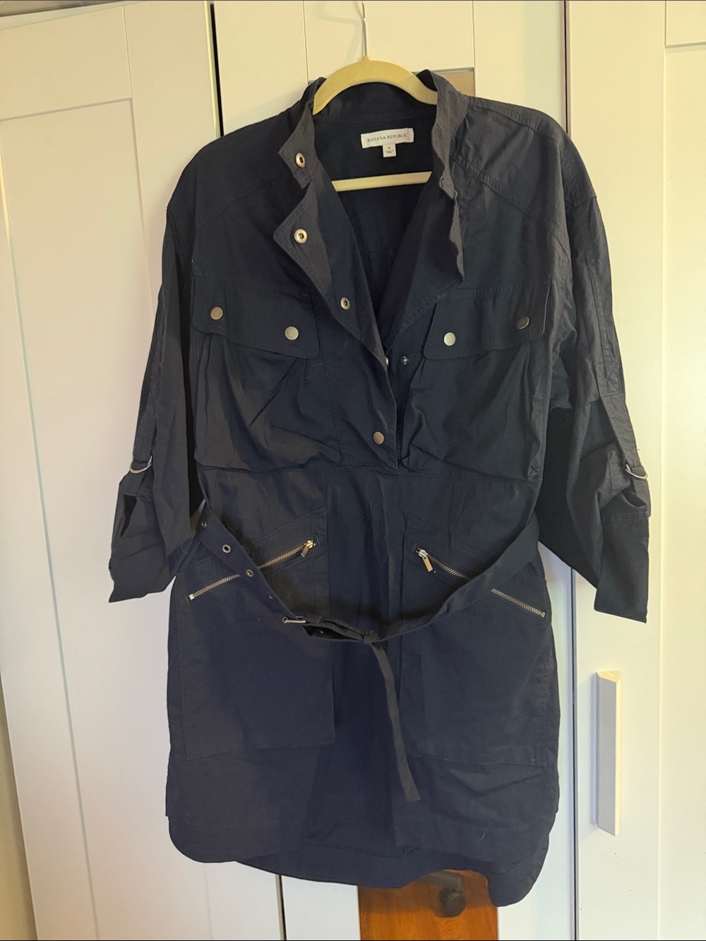 Banana Republic Navy Utility Shirt-Jacket with Waist Tie